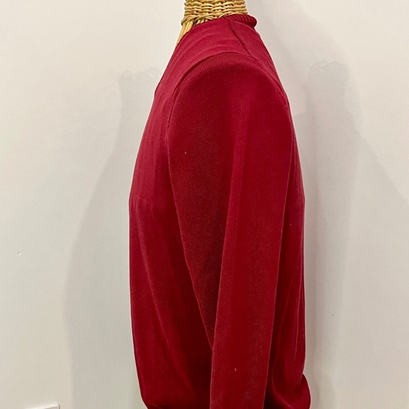 Men's V Neck Maroon Red Cotton Sweater By Express - NEW - Size Large - Picture 6 of 8